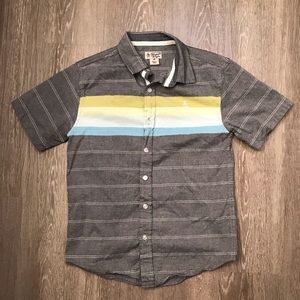 Original Penguin Boys‎ Grey Striped Button Down Shirt Size 8Y